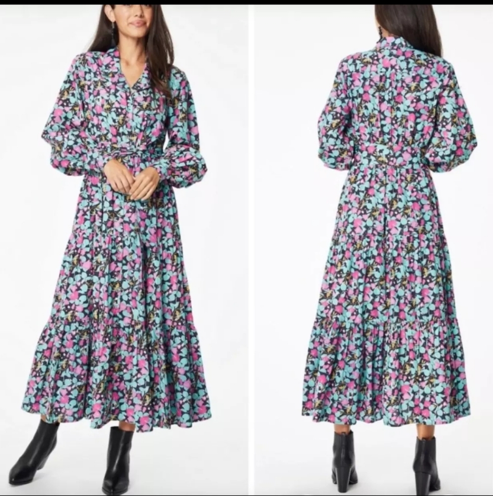 Roller Rabbit Floral Maxi Dress - Pink and Blue